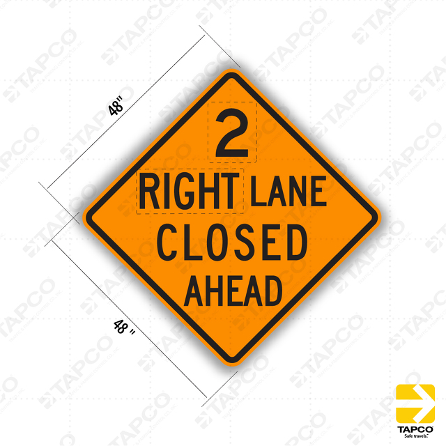 C20 Ca Rightleft Lane Closed Ahead Sign 314502 Tapco Traffic