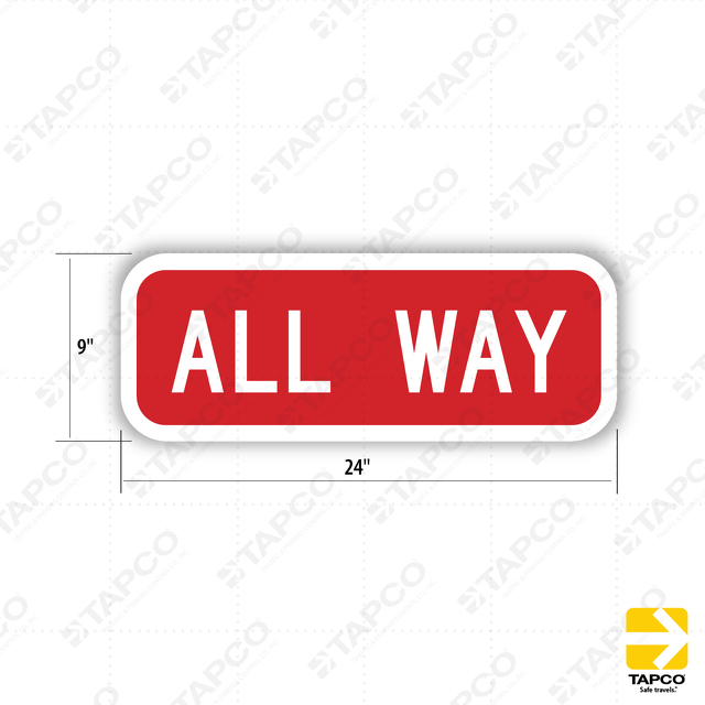 R1-3P ALL WAY Sign Plaque | 300364 | TAPCO - Traffic & Parking Control ...