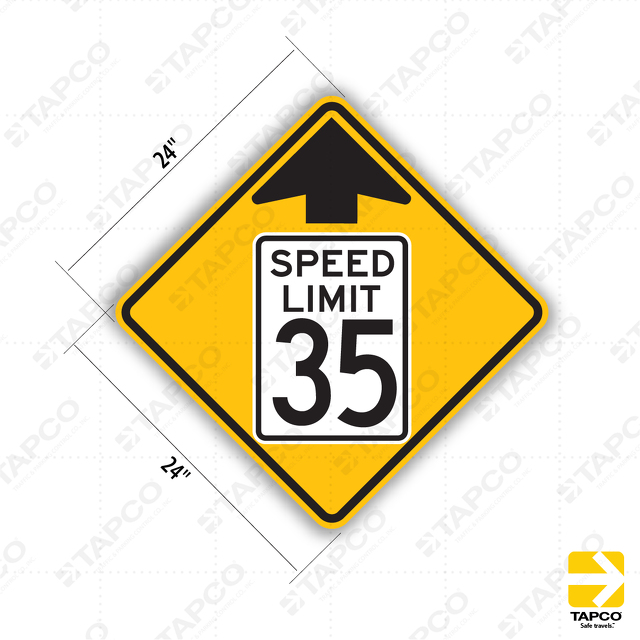 Speed Limit 35 Ahead (symbol) Sign W3-5 